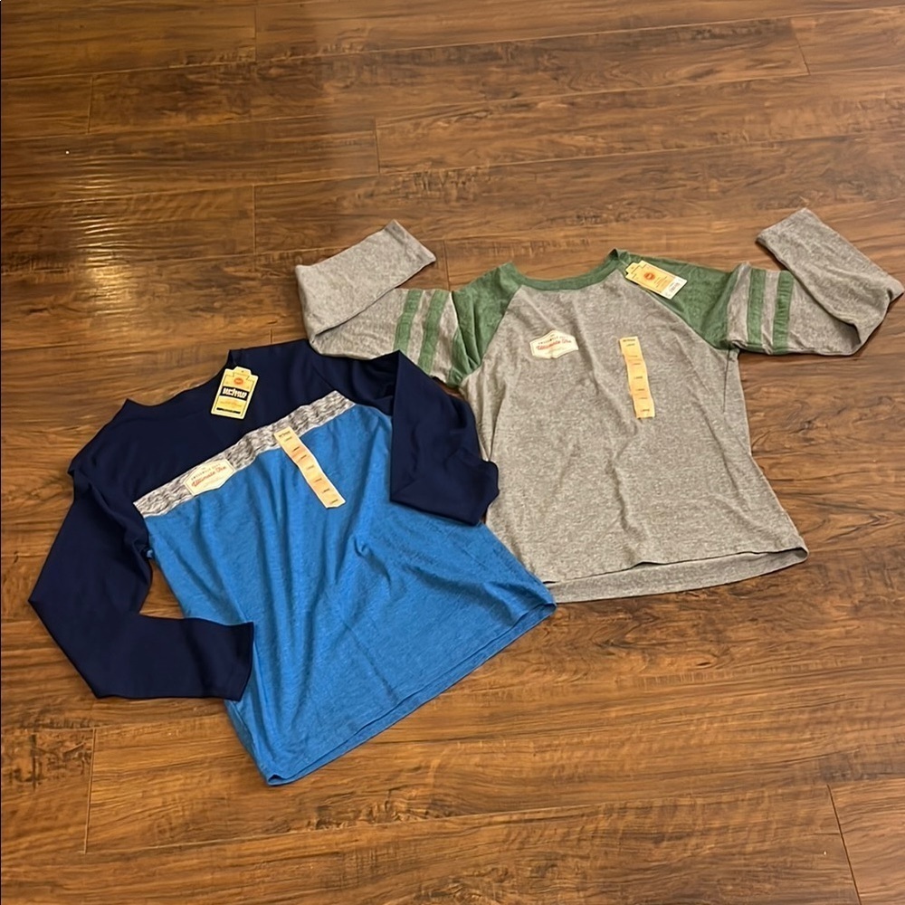 2 New W/Tags Urban Pipeline Long Sleeve Shirts - Blue/Gray, Gray/Green, Sz Large